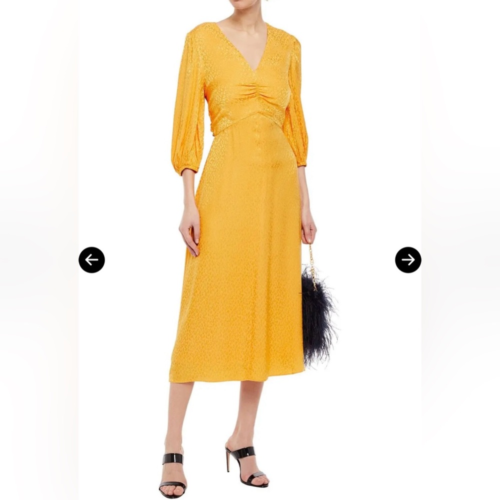 Rebecca Vallance Isobella satin jacquard midi dress